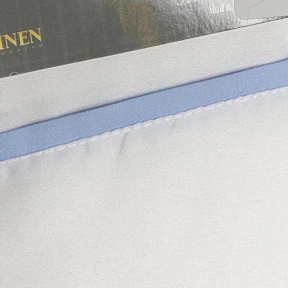 Violet Linen Elegante Pillow Cases Standard Size White- Blue Floral Embroidery